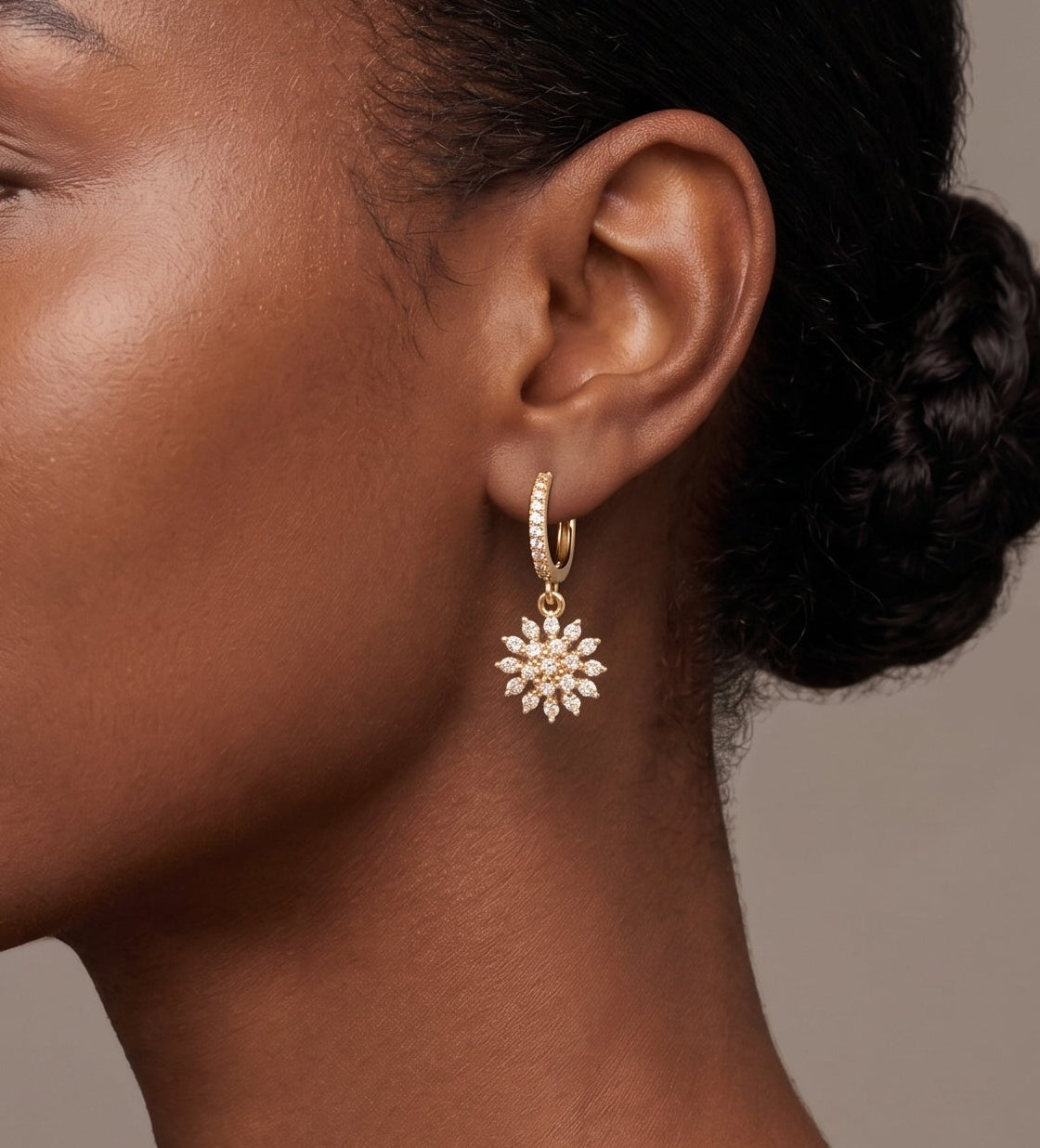 Jewelled Daisy Huggie Hoop Earrings