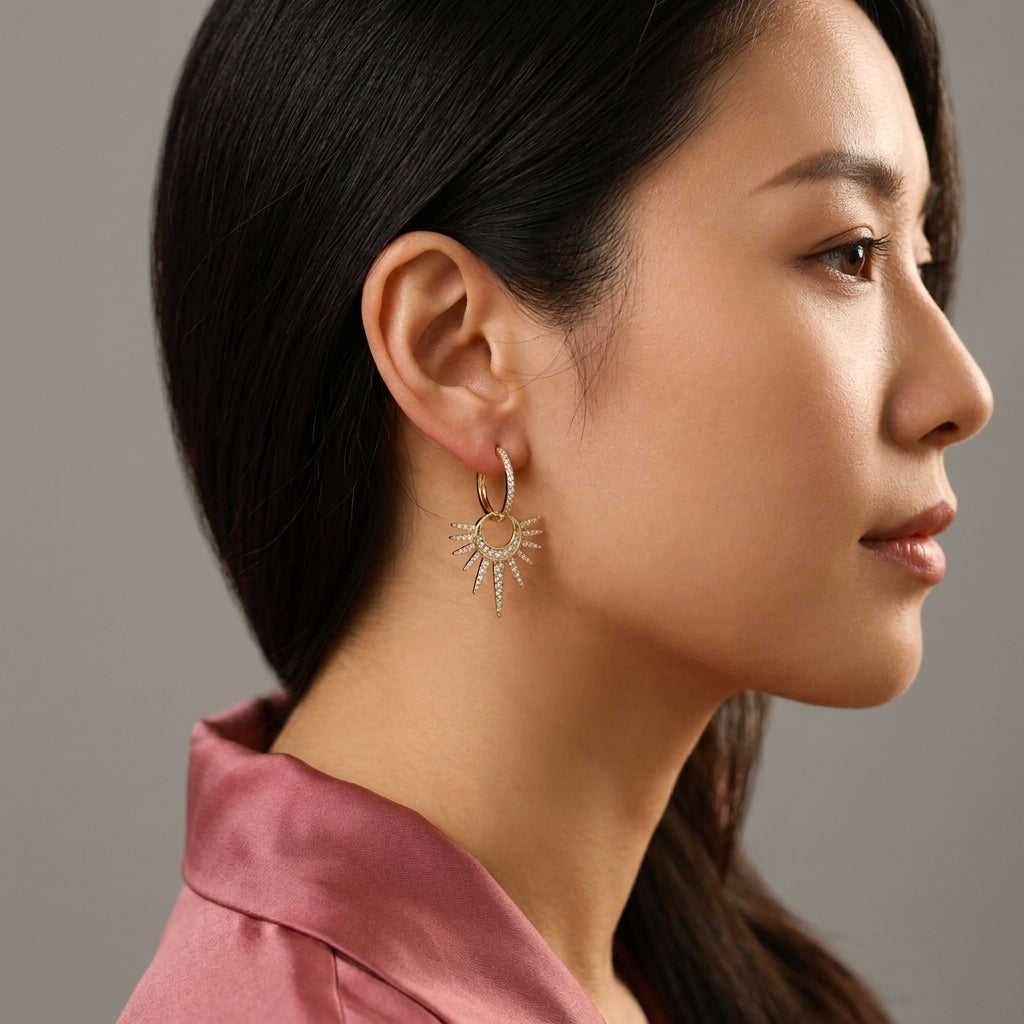 Luminous Starburst Huggie Hoop Earrings