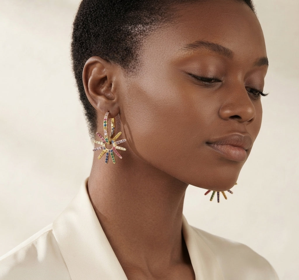Colourful Kaleidoscope Huggie Hoop Earrings